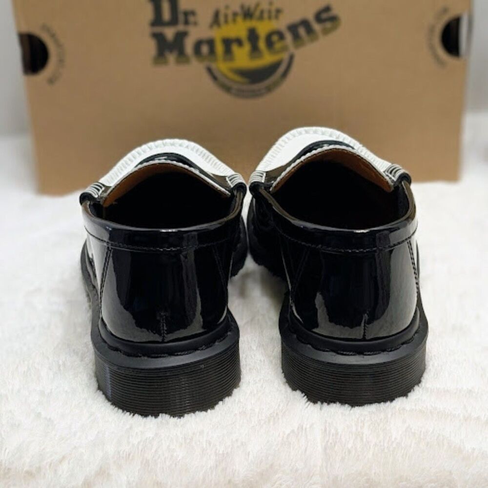 Dr. Martens Penton Heart Black & White Two-Tone Patent Leather Loafers UK 6 NIB - Picture 7 of 14
